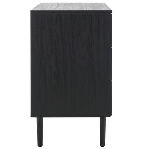 Safavieh Irelia Elegant Three-Drawer Chest With Rattan Mesh And Metal Pulls For Stylish Storage Solutions Black CHS9602B