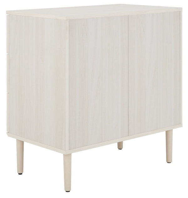 Safavieh Irelia Elegant Three-Drawer Chest With Rattan Mesh And Metal Pulls For Stylish Storage Solutions Bleached White / Natural Rattan / Gold Handle CHS9602C