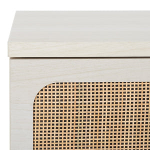 Safavieh Irelia Elegant Three-Drawer Chest With Rattan Mesh And Metal Pulls For Stylish Storage Solutions Bleached White / Natural Rattan / Gold Handle CHS9602C