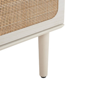 Safavieh Irelia Elegant Three-Drawer Chest With Rattan Mesh And Metal Pulls For Stylish Storage Solutions Bleached White / Natural Rattan / Gold Handle CHS9602C
