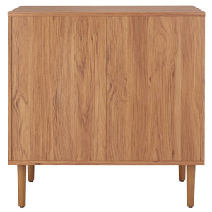 Safavieh Irelia Elegant Three-Drawer Chest With Rattan Mesh And Metal Pulls For Stylish Storage Solutions Oak CHS9602D