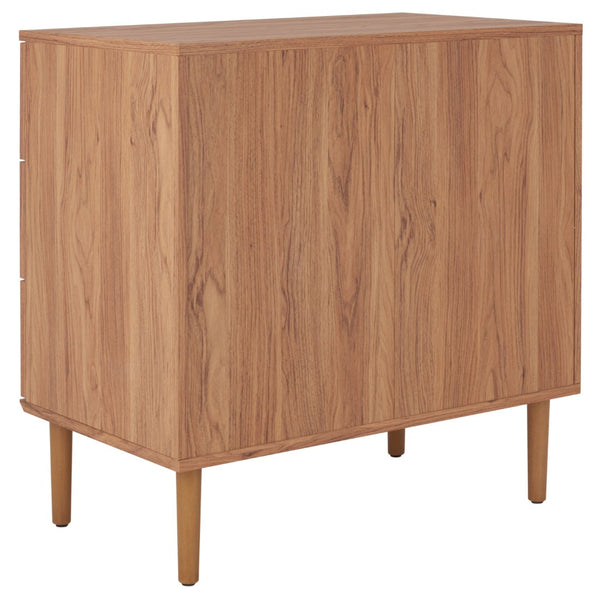Safavieh Irelia Elegant Three-Drawer Chest With Rattan Mesh And Metal Pulls For Stylish Storage Solutions Oak CHS9602D