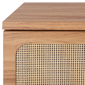 Safavieh Irelia Elegant Three-Drawer Chest With Rattan Mesh And Metal Pulls For Stylish Storage Solutions Oak CHS9602D
