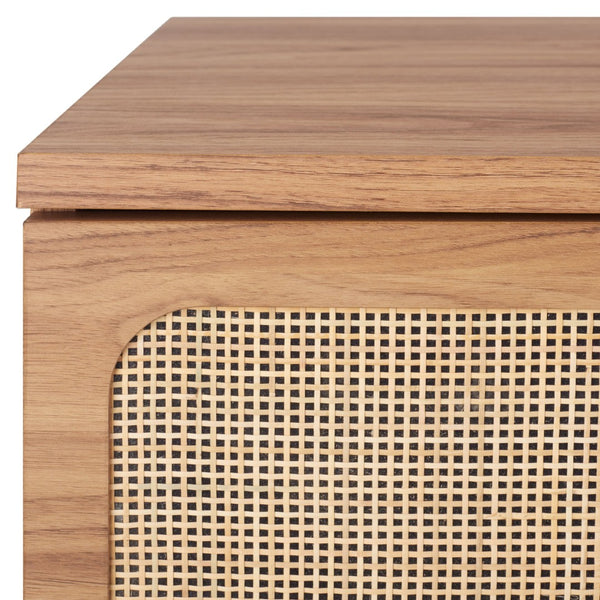 Safavieh Irelia Elegant Three-Drawer Chest With Rattan Mesh And Metal Pulls For Stylish Storage Solutions Oak CHS9602D