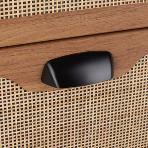 Safavieh Irelia Elegant Three-Drawer Chest With Rattan Mesh And Metal Pulls For Stylish Storage Solutions Oak CHS9602D