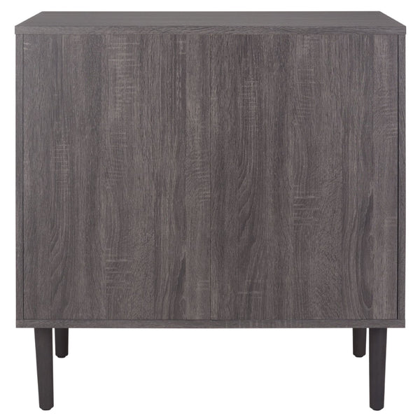 Safavieh Irelia Elegant Three-Drawer Chest With Rattan Mesh And Metal Pulls For Stylish Storage Solutions Distressed Black CHS9602E