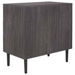 Safavieh Irelia Elegant Three-Drawer Chest With Rattan Mesh And Metal Pulls For Stylish Storage Solutions Distressed Black CHS9602E