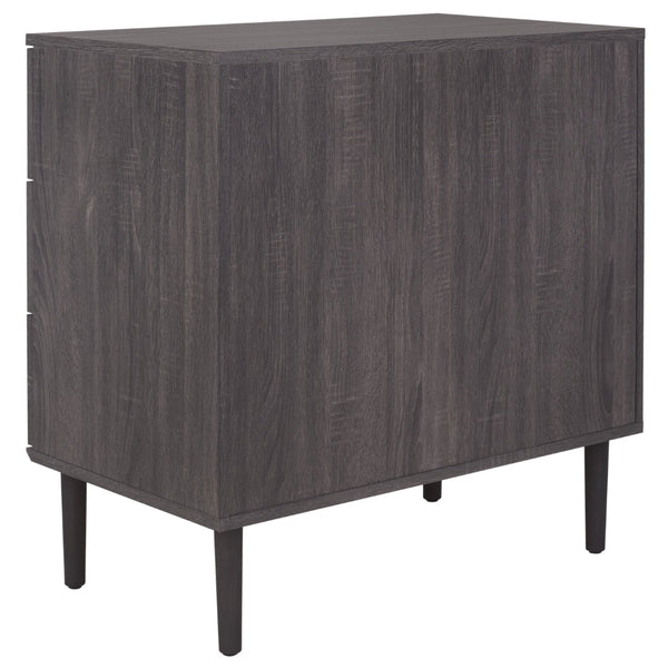 Safavieh Irelia Elegant Three-Drawer Chest With Rattan Mesh And Metal Pulls For Stylish Storage Solutions Distressed Black CHS9602E