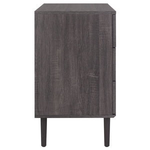 Safavieh Irelia Elegant Three-Drawer Chest With Rattan Mesh And Metal Pulls For Stylish Storage Solutions Distressed Black CHS9602E