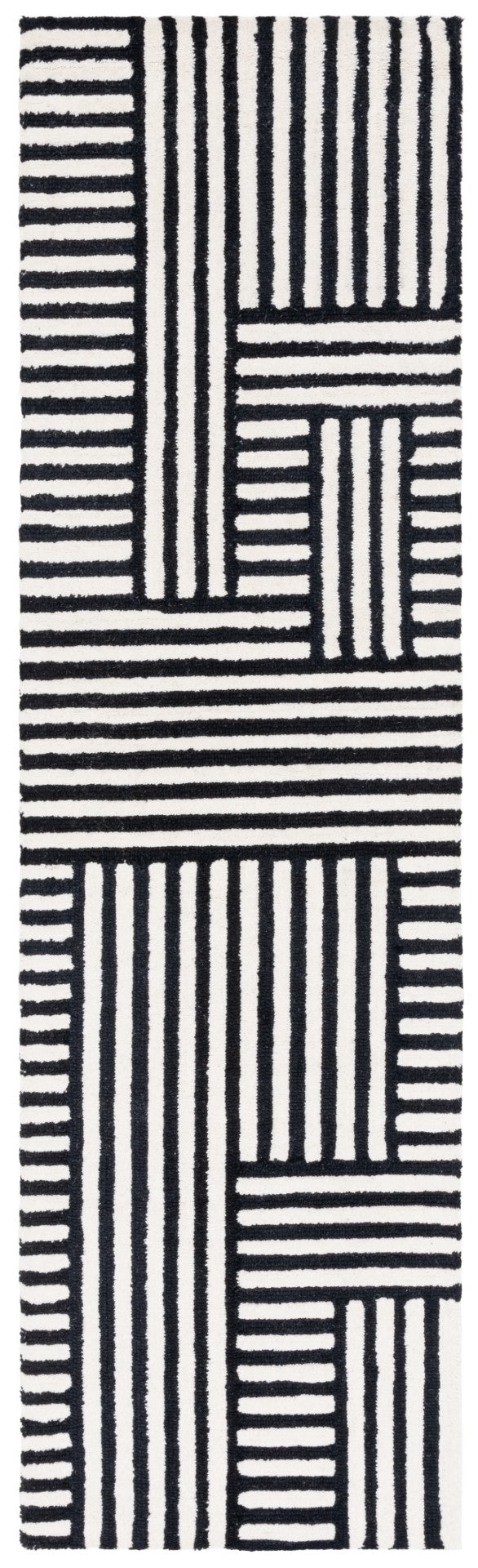 Safavieh Chatham 305 Hand Tufted Geometric Rug Ivory / Black 2'-3" x 8'