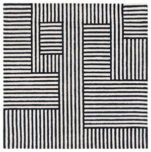 Safavieh Chatham 305 Hand Tufted Geometric Rug Ivory / Black 6' x 6' Square