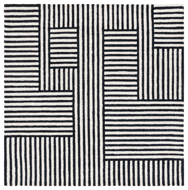 Safavieh Chatham 305 Hand Tufted Geometric Rug Ivory / Black 6' x 6' Square