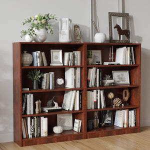 4 Shelf Modern Wooden Bookcase 48" Tall Cherry – 4-Tier Freestanding Display, Adjustable Shelves, Waterproof Finish
