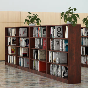4 Shelf Modern Wooden Bookcase 48" Tall Cherry – 4-Tier Freestanding Display, Adjustable Shelves, Waterproof Finish