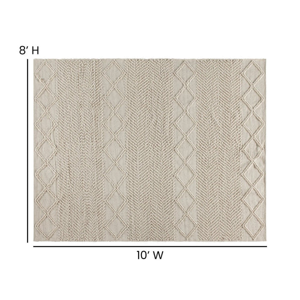 English Elm Melissa 8' x 10' Handwoven Area Rug - Modern Ivory Geometric Design for Comfort & Style in Any Room CI-20-9450A-810-CR-GG
