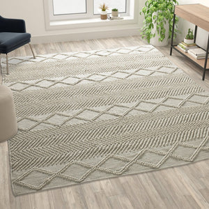 English Elm Melissa 8' x 10' Handwoven Area Rug - Modern Ivory Geometric Design for Comfort & Style in Any Room CI-20-9450A-810-CR-GG