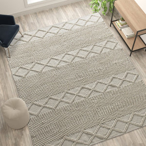 English Elm Melissa 8' x 10' Handwoven Area Rug - Modern Ivory Geometric Design for Comfort & Style in Any Room CI-20-9450A-810-CR-GG