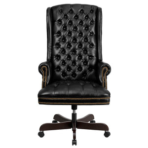English Elm Turner High Back Executive Swivel Office Chair - Luxurious Tufted Ergonomic Design for Comfort Black CI-360-BK-GG