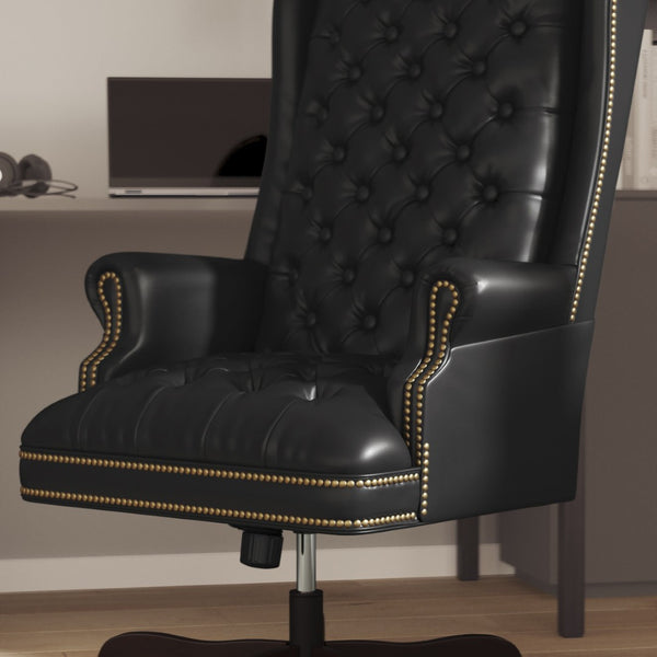 English Elm Turner High Back Executive Swivel Office Chair - Luxurious Tufted Ergonomic Design for Comfort Black CI-360-BK-GG