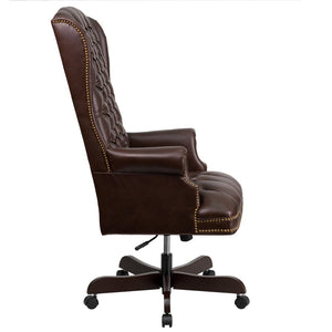 English Elm Turner High Back Executive Swivel Office Chair - Luxurious Tufted Ergonomic Design for Comfort Brown CI-360-BRN-GG