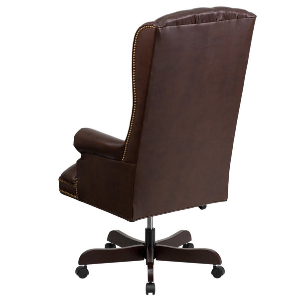 English Elm Turner High Back Executive Swivel Office Chair - Luxurious Tufted Ergonomic Design for Comfort Brown CI-360-BRN-GG