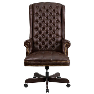 English Elm Turner High Back Executive Swivel Office Chair - Luxurious Tufted Ergonomic Design for Comfort Brown CI-360-BRN-GG