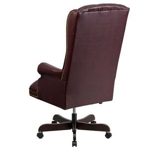 English Elm Turner High Back Executive Swivel Office Chair - Luxurious Tufted Ergonomic Design for Comfort Burgundy CI-360-BY-GG