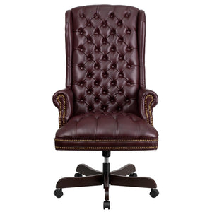 English Elm Turner High Back Executive Swivel Office Chair - Luxurious Tufted Ergonomic Design for Comfort Burgundy CI-360-BY-GG