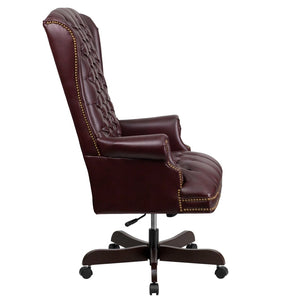 English Elm Turner High Back Executive Swivel Office Chair - Luxurious Tufted Ergonomic Design for Comfort Burgundy CI-360-BY-GG