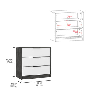English Elm Kaia 3-Drawer Dresser with Spacious Top and Modern Two-Tone Finish, 27.5" Wide Storage Solution Multicolor 31.5 L x 21.3 W x 11 H B20092022