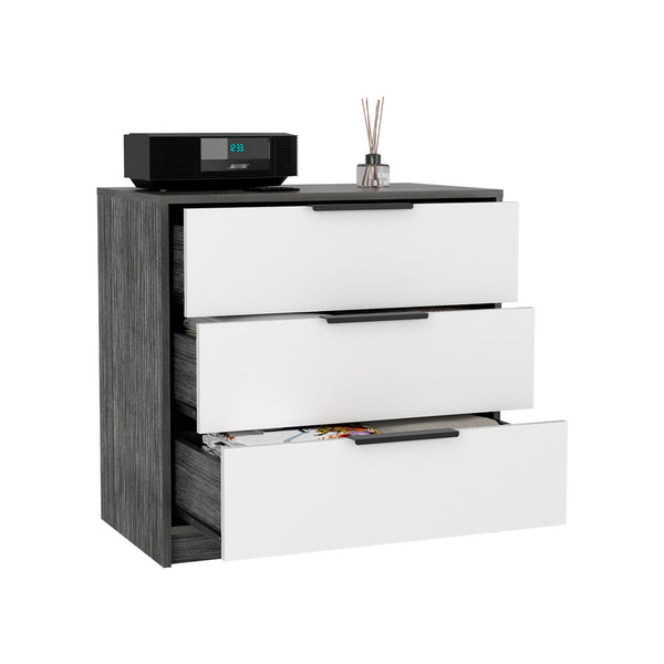 English Elm Kaia 3-Drawer Dresser with Spacious Top and Modern Two-Tone Finish, 27.5" Wide Storage Solution Multicolor 31.5 L x 21.3 W x 11 H B20092022