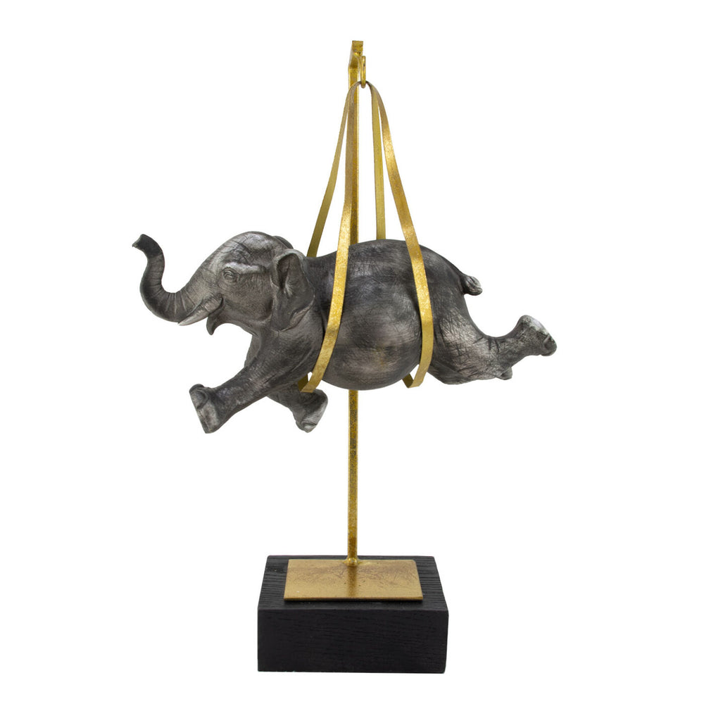 Zeugma Circus Elephant 80332: Elegant Grey And Gold Resin Sculpture - 10" Wide, Stunning Home Décor Piece   Cf1180332