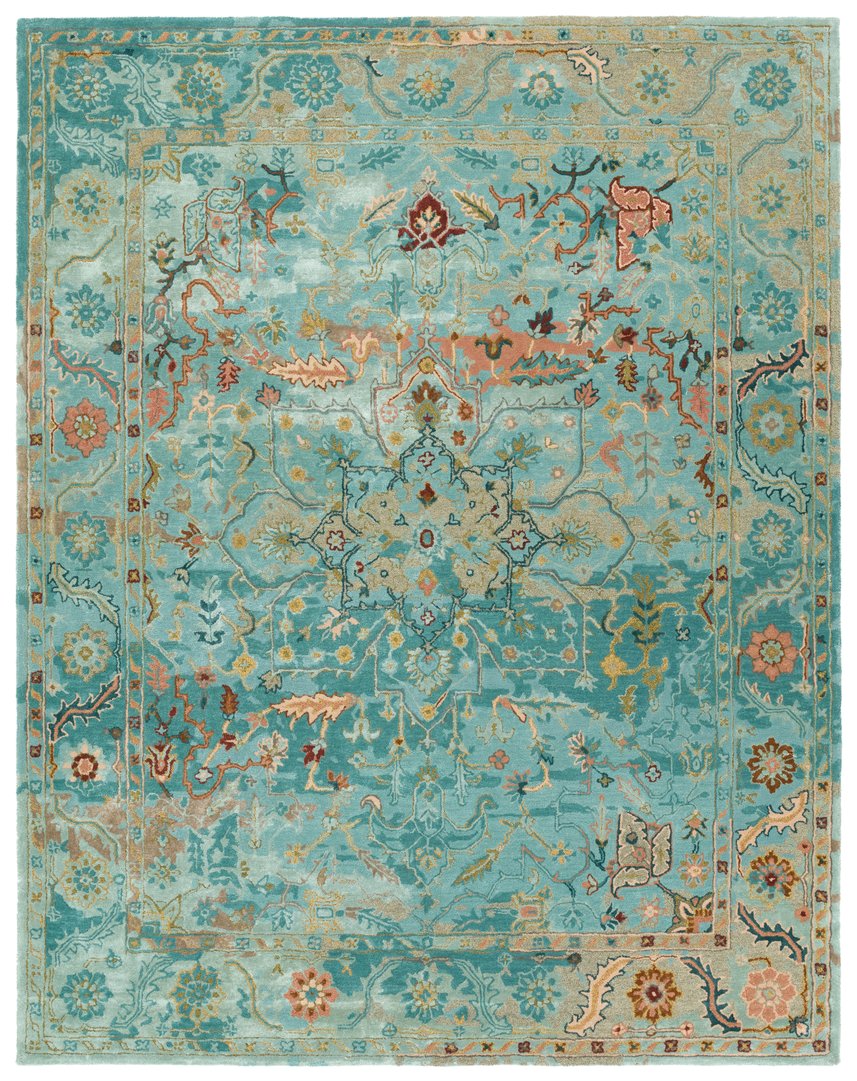 Jaipur Living Citrine Cristobol Cit13 Tufted Handmade 65% Viscose 35% Wool Vintage Medallion Indoor Rug Turquoise, Pink 65% Viscose 35% Wool, 100% Polyester Rug158213