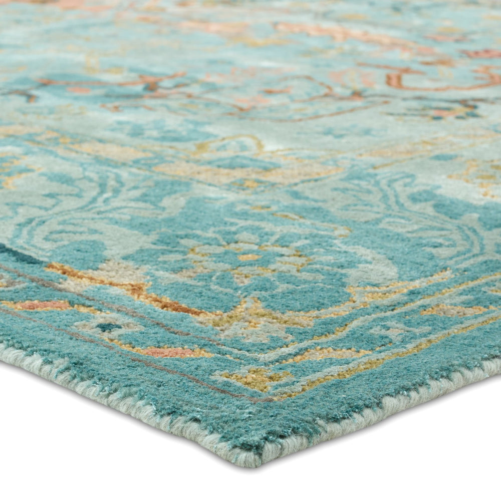 Jaipur Living Citrine Cristobol Cit13 Tufted Handmade 65% Viscose 35% Wool Vintage Medallion Indoor Rug Turquoise, Pink 65% Viscose 35% Wool, 100% Polyester Rug158213