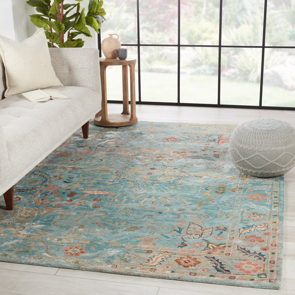 Jaipur Living Citrine Cristobol Cit13 Tufted Handmade 65% Viscose 35% Wool Vintage Medallion Indoor Rug Turquoise, Pink 65% Viscose 35% Wool, 100% Polyester Rug158213