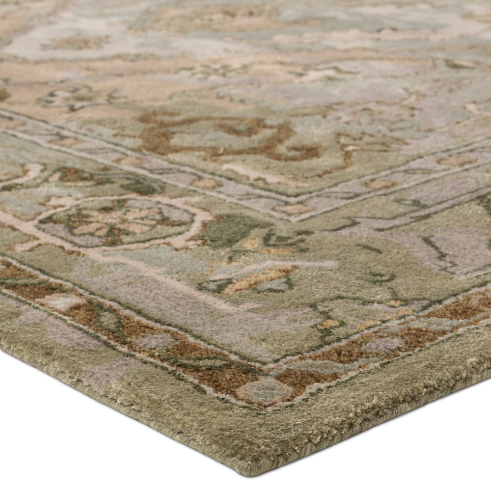 Jaipur Living Citrine Raisa Cit21 Tufted Handmade 60% Wool 40% Viscose Vintage Medallion Indoor Rug Green, Taupe 60% Wool 40% Viscose, 100% Polyester Rug159954