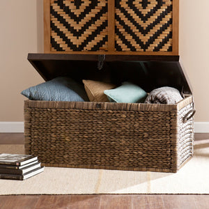 Safavieh Harrowell Water Hyacinth Trunk Woven Storage Chest For Bohemian Living Rooms CK0124