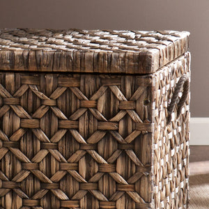 Safavieh Hawridge Handwoven Water Hyacinth Trunk With Rope Handles For Coastal Living Room Storage CK0126