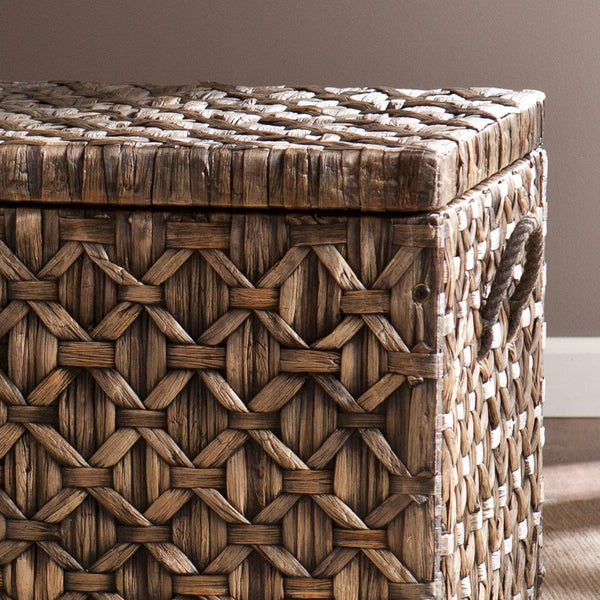 Safavieh Hawridge Handwoven Water Hyacinth Trunk With Rope Handles For Coastal Living Room Storage CK0126