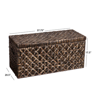 Safavieh Hawridge Handwoven Water Hyacinth Trunk With Rope Handles For Coastal Living Room Storage CK0126