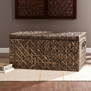 Safavieh Hawridge Handwoven Water Hyacinth Trunk With Rope Handles For Coastal Living Room Storage CK0126