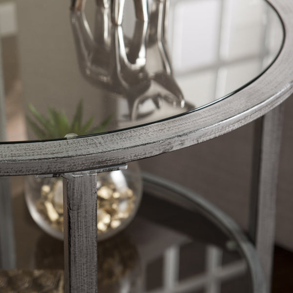 Safavieh Jaymes Round Tempered Glass End Table With Sleek Metal Frame For Modern Living Rooms SLV CK0742