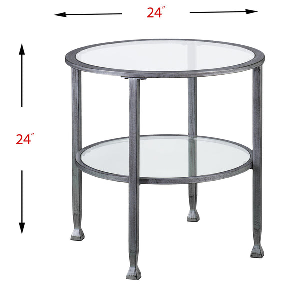 Safavieh Jaymes Round Tempered Glass End Table With Sleek Metal Frame For Modern Living Rooms SLV CK0742