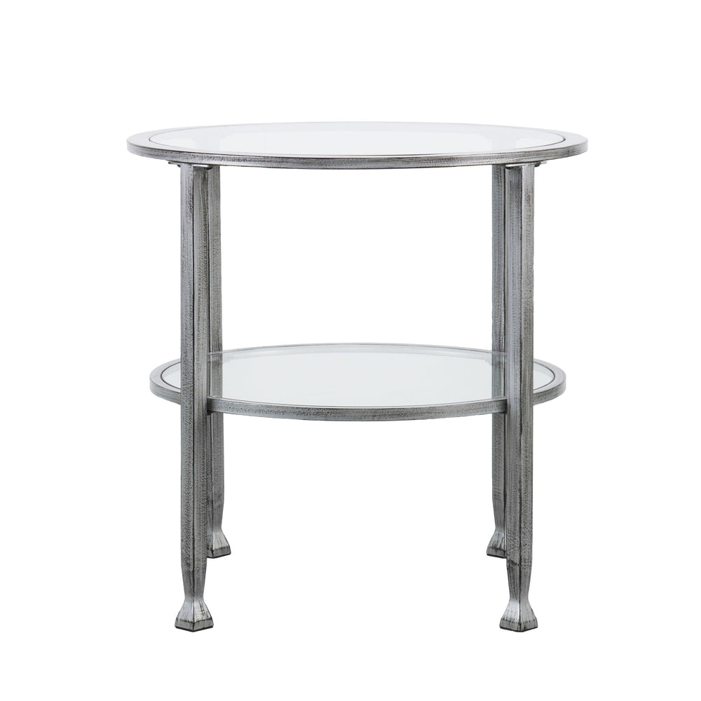 Safavieh Jaymes Round Tempered Glass End Table With Sleek Metal Frame For Modern Living Rooms SLV CK0742