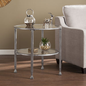 Safavieh Jaymes Round Tempered Glass End Table With Sleek Metal Frame For Modern Living Rooms SLV CK0742