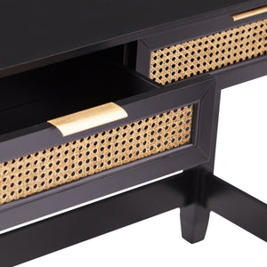 Safavieh Holly Martin Chekshire Black Console Table With Woven Drawers For Entryway Storage CK1003003