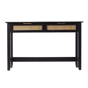 Safavieh Holly Martin Chekshire Black Console Table With Woven Drawers For Entryway Storage CK1003003