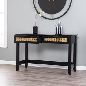 Safavieh Holly Martin Chekshire Black Console Table With Woven Drawers For Entryway Storage CK1003003