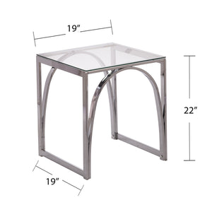Safavieh Stevenly Square Tempered Glass End Table With Arched Iron Frame For Modern Living Rooms CK1005302