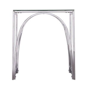 Safavieh Stevenly Square Tempered Glass End Table With Arched Iron Frame For Modern Living Rooms CK1005302